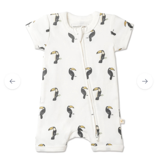 Organic Short Zip Romper - Toucan