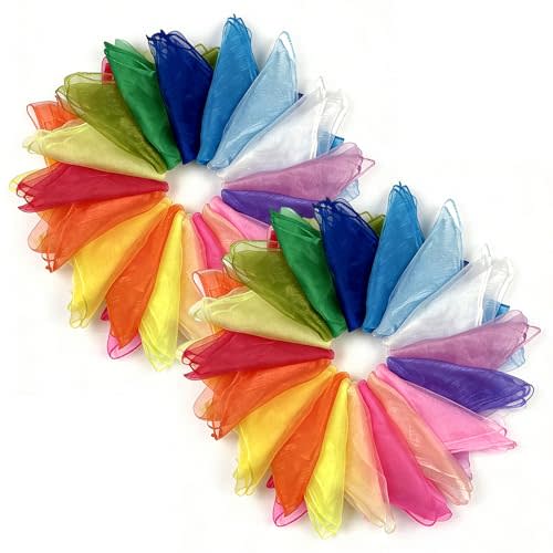 Juggling Scarves for Kids Play, 20/40/60 Pcs Available, 24 Inch Play Scarves for Toddlers, Dance, 20 Colors