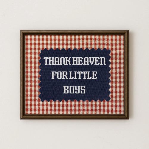 Thank Heaven for Little Boys Wall Art, Red Gingham Boys Room Print, Preppy Southern Nursery Decor, Vintage Style Print
