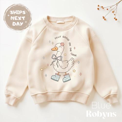 Silly Goose on The Loose Sweatshirt for Kids Cute Sweater Funny Goose Tshirt for Baby Girls Cute Goose Tshirt Toddler Adult Shirt Birthday