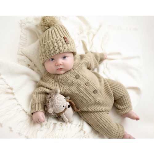 baby knit Jumpsuit outfit | Combo Options| Beanie booties Jumper| Heathered OREGANO Harper