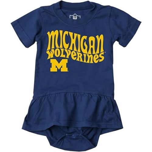 Wes and Willy College Sports Fan Baby Girls Ruffle Hopper Romper