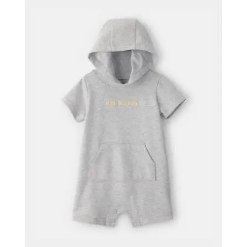 Baby Boy 'Main Squeeze' Short-Sleeve Hooded Romper - Grey | Carter's