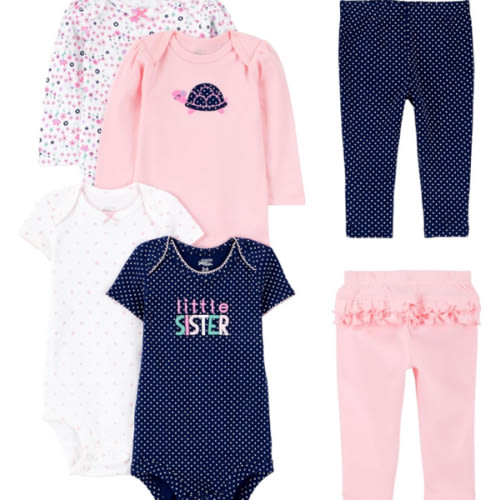 Simple Joys by Carter's baby-girls 6-piece Bodysuits (Short and Long Sleeve) and Pants Set
