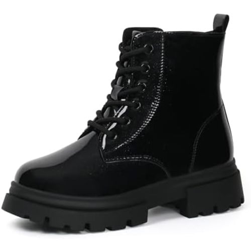 starmerx Girls Ankle Boots Lace Up Combat Boot Side Zipper Comfortable Boys Boots