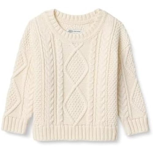 Amazon Essentials x Sofia Grainge Babies, Toddlers and Boys' Cotton Cable Design Crewneck Sweater with Ribbing