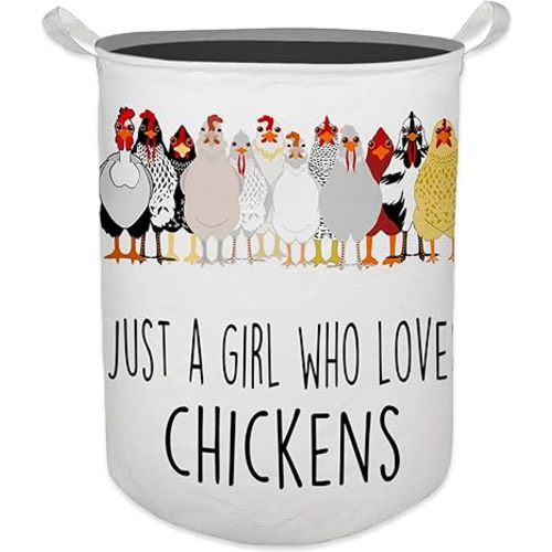 Chicken Gifts for Girls Laundry Basket, Farmhouse Chicken Rooster Waterproof Collapsible Laundry Hamper Dirty Clothes Storage Toy Bin Organizer for Bathroom Bedroom Nursery Girls Kids Room