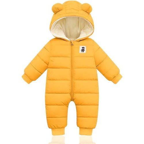 XMWEALTHY Baby Clothes Cute Infant Toddler Snowsuit Warm Newborn Boy Girl Winter Coats Hooded Zip Jumpsuit