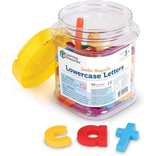 Learning Resources Jumbo Magnetic Lowercase Letters, Develops Letter and Color Recognition Skills, ABC for Kids, Alphabet, Educational Toys for Toddlers, Set of 40 Pieces, Ages 3+