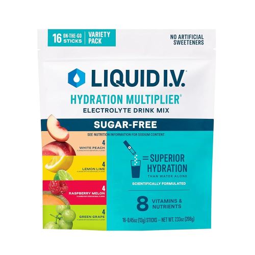 Liquid I.V.® Hydration Multiplier Sugar-Free Variety Pack - Raspberry Meon, Lemon Lime, White Peach, Green Grape (Variety Pack)