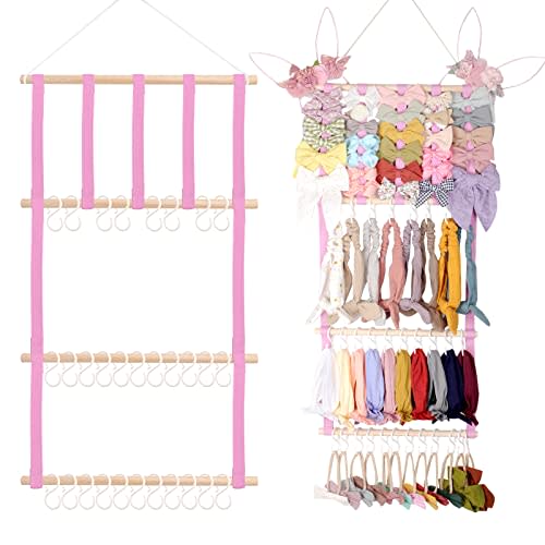 POVETIRE Headband Holder Hair Bows Organizer for Girls, Baby Headbands Hair Accessories Organizer Storage Wall Hanging Decor for Toddler Girls Room