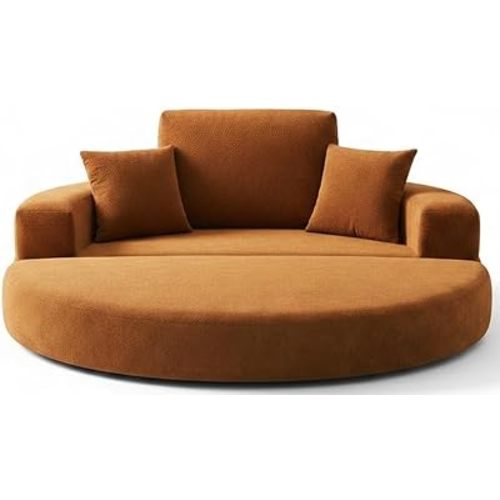 71" Boneless Couch Sofa Bed Oversized Round Couch 2-in-1 Foldable Floor Loveseat Sofa for Living Room and Apartment No Assembly (Orange, 71")