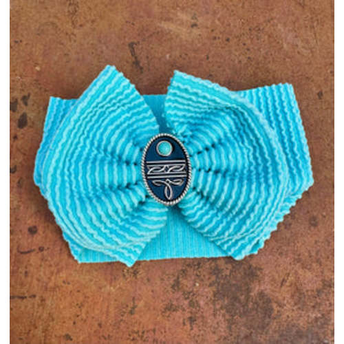 Turquoise boot stitch baby bow – Six shooter boutique