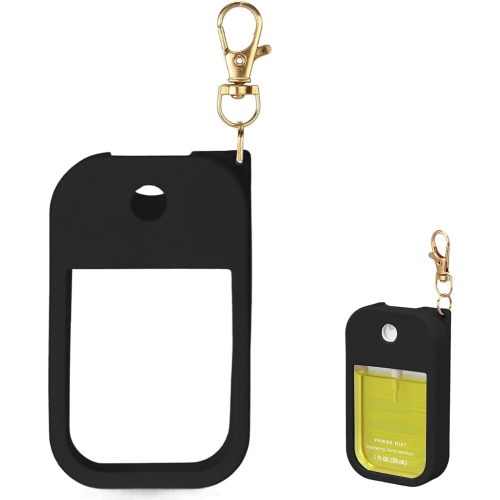 Hand Sanitizer Spray Case Compatible with Touchland Power Mist 1 oz – Silicone Case with Keychain for Touch Land Mist 1 fl oz（30 ml）, Hand Sanitizer Accessory for 1 fl oz (Black, 1 Pack)