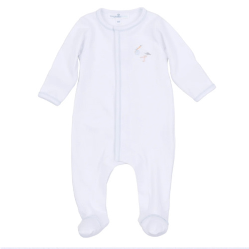 Vintage Stork Footie - Light Blue – Magnolia Baby