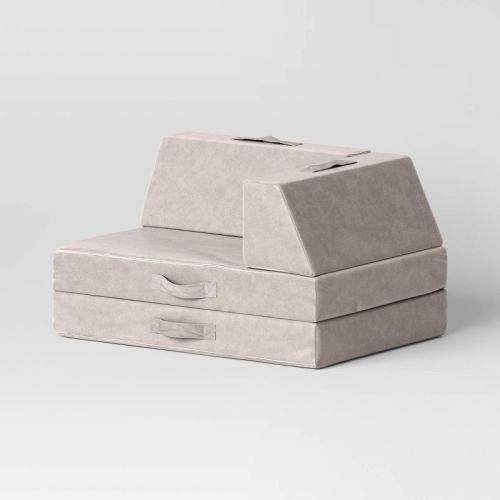 Kids' Modular Seating Solids Tonal Gray - Pillowfort™: Upholstered Kids Couch, Machine Washable Cover, 3-Piece Set