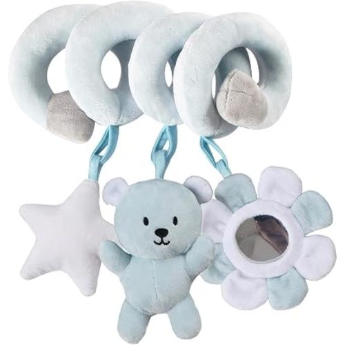 Baby Car Seat Toys – Carseat Toys Hanging Spiral with Detachable Plush Rattles, Stroller Toys for Babies 0-6-12 Months, Crib & Car Seat Activity Toy for Infant Sensory Development