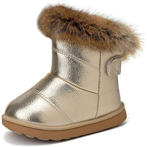 KVbabby Toddler boots Kids Snow Boots Girl's Warm Winter Boots Waterproof Boot PU Leather Non-slip