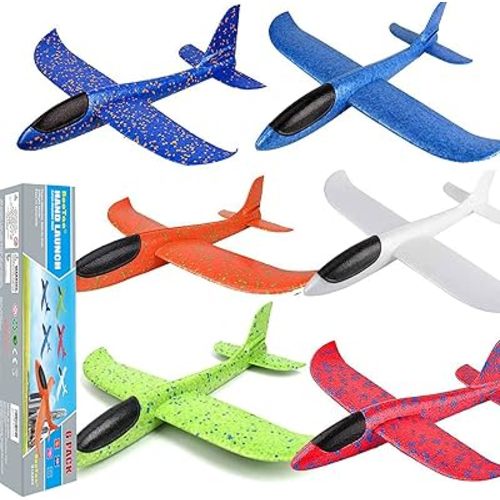 6 Pack Airplane Toys, 17.5" Large Throwing Foam Plane