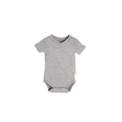 Organic Cotton Short Sleeve V Neck Bodysuit - Midnight