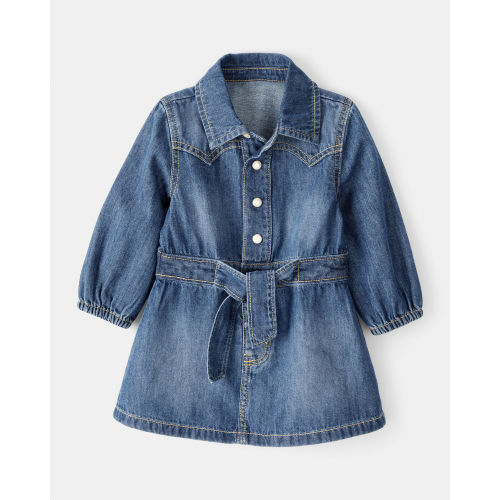 Baby Girl Cotton Denim Long-Sleeve Dress - Blue - OshKosh B'gosh | Carter's