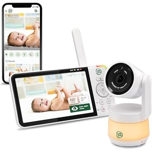 LeapFrog LF925HD 1080p WiFi Remote Access 360 Degree Pan & Tilt Video Baby Monitor with 5” High Definition 720p Display, Night Light, Color Night Vision (White), One Size