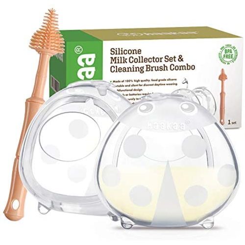 Haakaa Breast Shells with Cleaning Brush Breastmilk Collector for Breastfeeding Silicone Milk Catcher Soft and Reusable 2.5oz/75ml, 2pcs