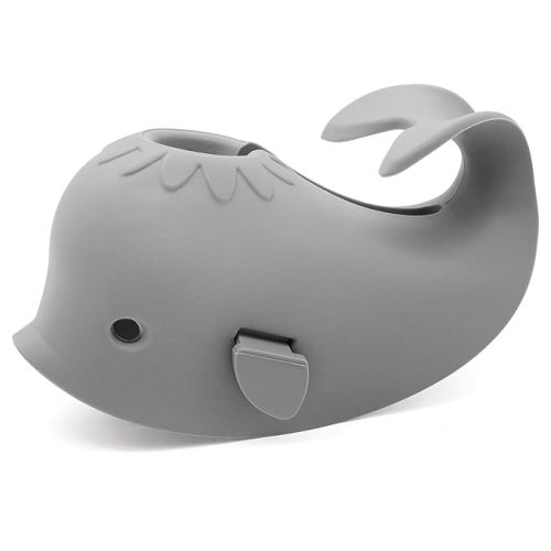 Baby Bathtub Faucet Cover, Bath Faucet Cover for Kids, Baby Bath Spout Cover, Soft Silicone Bathtub Faucet Safety Toys, Cute Whale, Universal Fit, Make Your Baby's Bath Time Fun and Love It - Grey