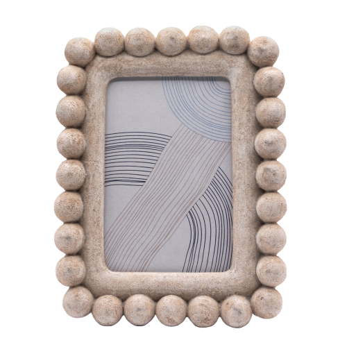 One Design Home 4X6 Artisan Sandstone Beaded Tabletop Photo Frame with Bubble Texture