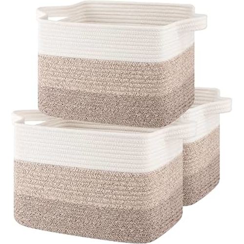 Storage Baskets for Organizing, Woven Baskets for Shelves, Rectangle Decorative Organizer for Storage Clothes, Toy, Books, Towels Nursery Bins 3 Pack (Gradient Yellow, 13"x9.85"x8.7")