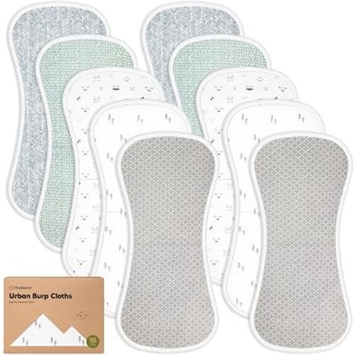 Organic Burp Cloths Baby Boy & Girl, 10-pack Cotton Burp Rags (Nordic)