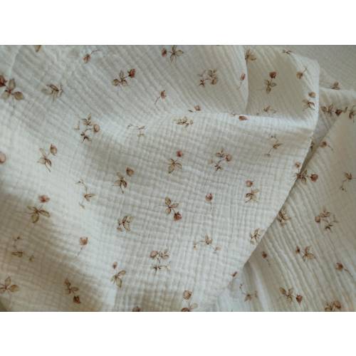Floral Double Gauze Muslin Cotton Fabric, Vintage Roses Print, Nursery Cotton, Quilt