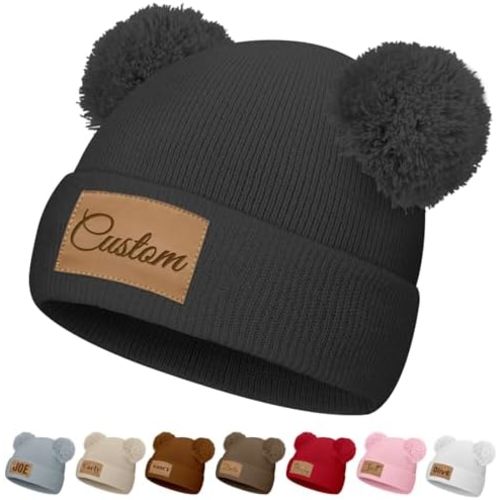 Custom Beanie Hats for Baby Girls Boys Personalized Beanies Name Customized Toddler Knit Winter Hats Gifts Infants Adults