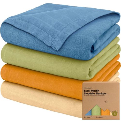 KeaBabies 4pk Muslin Swaddle Blankets for Baby Boys, Girls - Organic Baby Blankets, Nursing Swaddles for Newborns (Primeval)