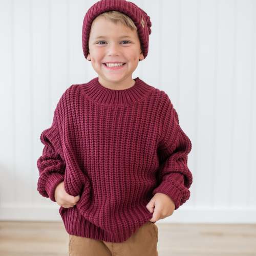 Chunky Knit Sweater in Burgundy