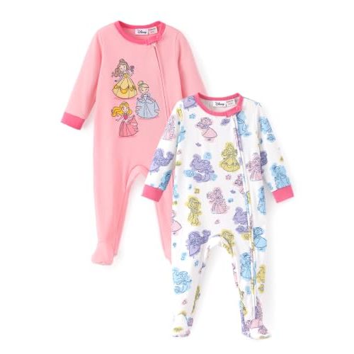 Disney Baby 2-Pack Zipper One-Piece Footie Rompers Outfit Newborn to Infant