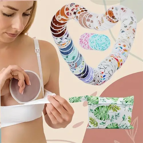 10pcs Washable & Reusable Nursing Cloth Pads with Waterproof Polyester, Microfiber, and Bamboo Terry - * with 1 Mini Storage Bag, Ideal for Feedin