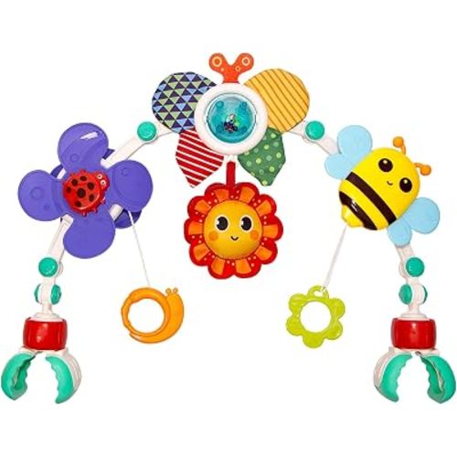 Baby Activity Arch Toy Bar for Stroller, Bassinets and Car Seat, Adjustable Crib Toys Hanging Attachment, Sensory Development Toys with Rattles
