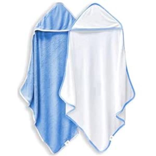 2 Pack Baby Bath Towel - Rayon Made from Bamboo, Ultra Soft Hooded Towels for Babies,Toddler,Infant - Newborn Essential -Perfect Baby Registry Gifts for Boy Girl (White and Navy Blue, 30 x 30 Inch)