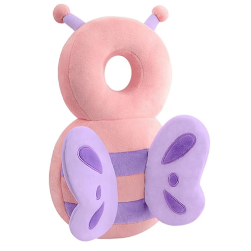 Baby Walker Head Protector Toddler Adjustable Baby Head Protection Backpack Wear Safety Pad (Pink Butterfly)