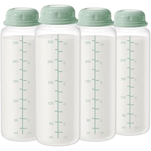 11oz Breastmilk Storage Bottles, Compatible with Momcozy Milk Cooler 12oz, Narrow Neck Baby Bottles, BPA-Free & Leakproof, Must-Have Breastfeeding Essentials, 4PCS