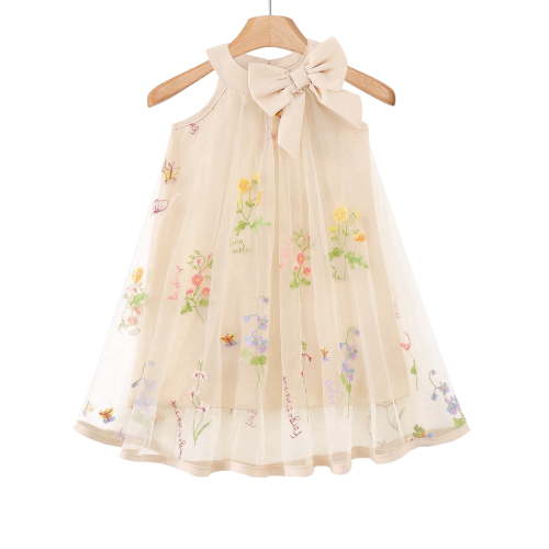 Baby Girls Clothes Infant Girls Tulle Dress 12 Months Girls Summer Halter Dress 18 Months Girls Sleeveless Solid Color Floral Dress Apricot