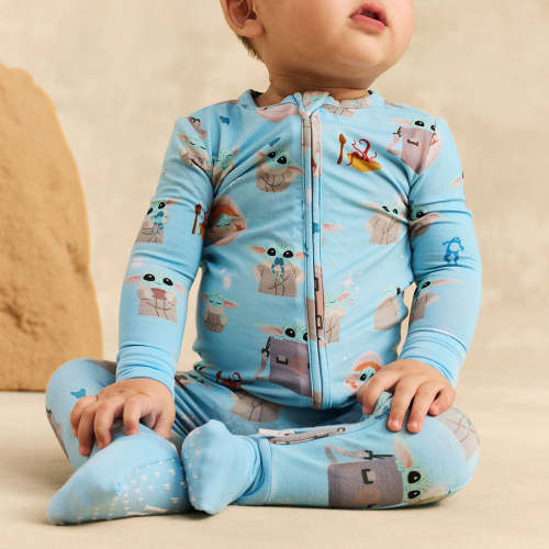 The Child Blue Long Sleeve Disney Star Wars™ Grogu Convertible One Piece | Posh Peanut®