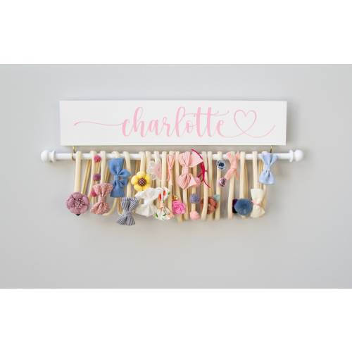 Personalized Headband and Bow Holder, Hand-Painted Baby Girl Nursery Decor, Baby Shower Gift