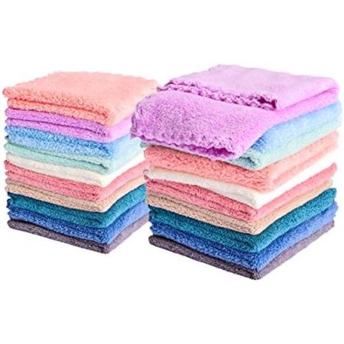 20 Pack Baby Washcloths Microfiber Coral Fleece Extra Absorbent and Soft for Newborns, Infants and Toddlers