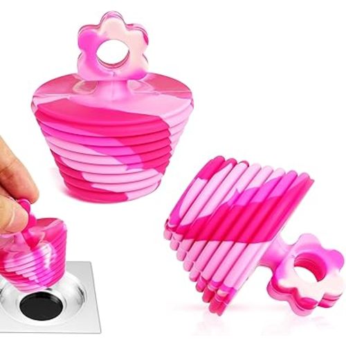 2 Pack Universal Bathtub Stopper Silicone Bathtub Plug for Bathroom Drain Stopper Plug for Kitchen (Pink)