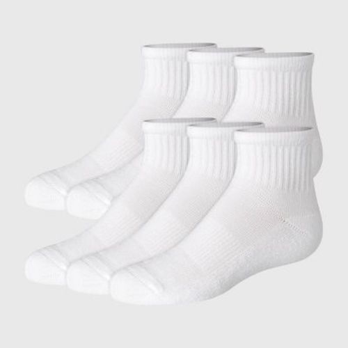 Hanes Girls' 6pk Pure Comfort Organic Cotton Ankle Socks - White M