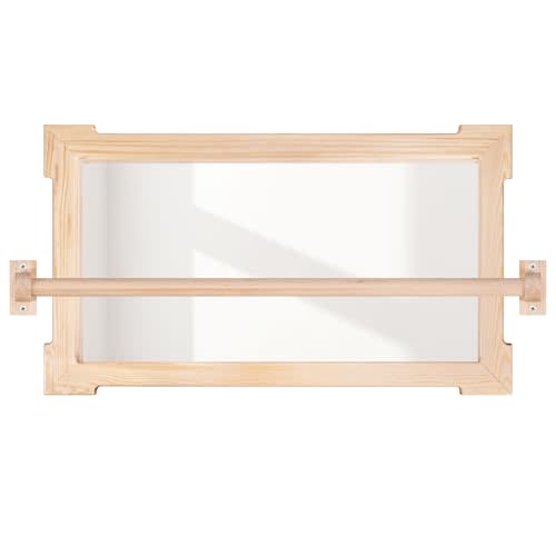 GTian Montessori Pull Up Bar for Infants Montessori Mirror Baby Wall, Baby Pull Up Bar, Montessori 3-in-1 Shatterproof Mirror, Wooden Pull Up Bar, Toddler Pull Up Bar
