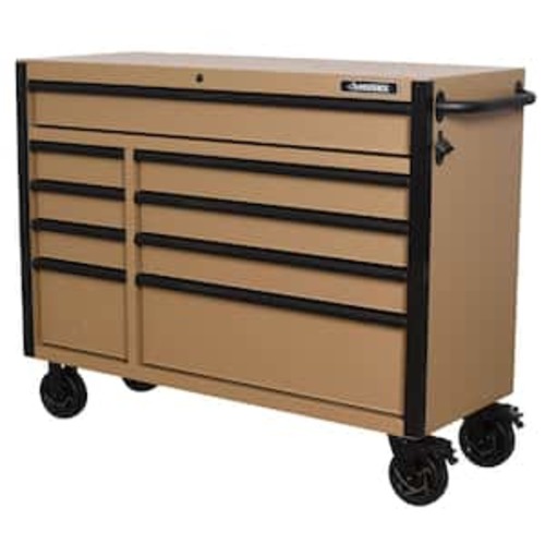Heavy Duty 52 in. W 9-Drawer Matte Tan Rolling Tool Cabinet