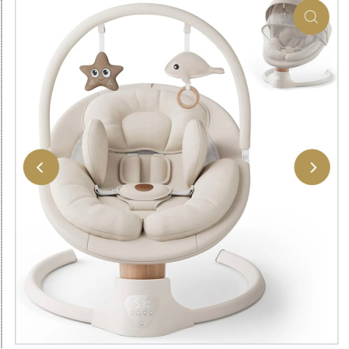Baby Swings for Infants, FasonBaby Electric Baby Swing with 10 Preset Melodies, 5 Speeds, Remote Control and Bluetooth - Portable Infant Swing for Indoor and Outdoor(Beige)